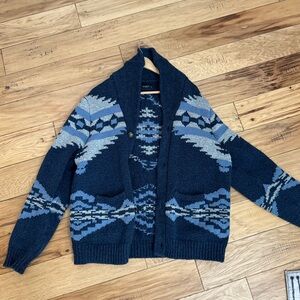 Lucky Brand Navy and Gray Knit Cardigan